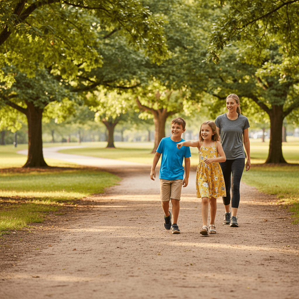Community access activity with children and support worker in Sydney park