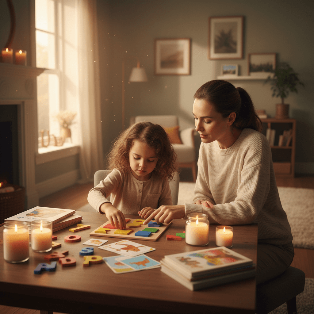 Support worker providing personalized assistance to child with ADHD